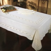 Intaglio Thread Tablecloth in Pure Linen