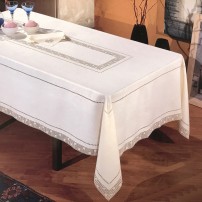 Intaglio Thread Tablecloth in Pure Linen